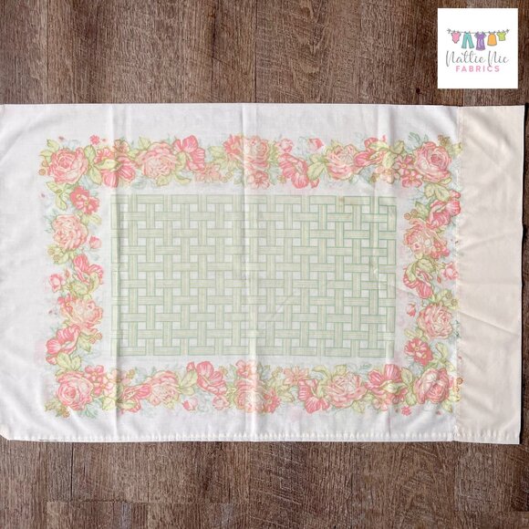 2 Vintage Pillowcases in pink and green floral, Sears, Perma Prest‎ - Picture 6 of 6